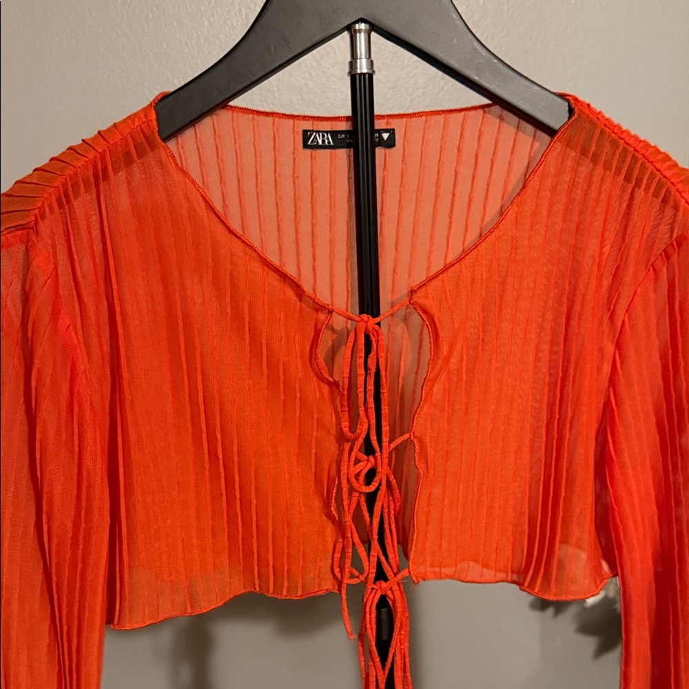 Zara Women's Vibrant Orange Blouse